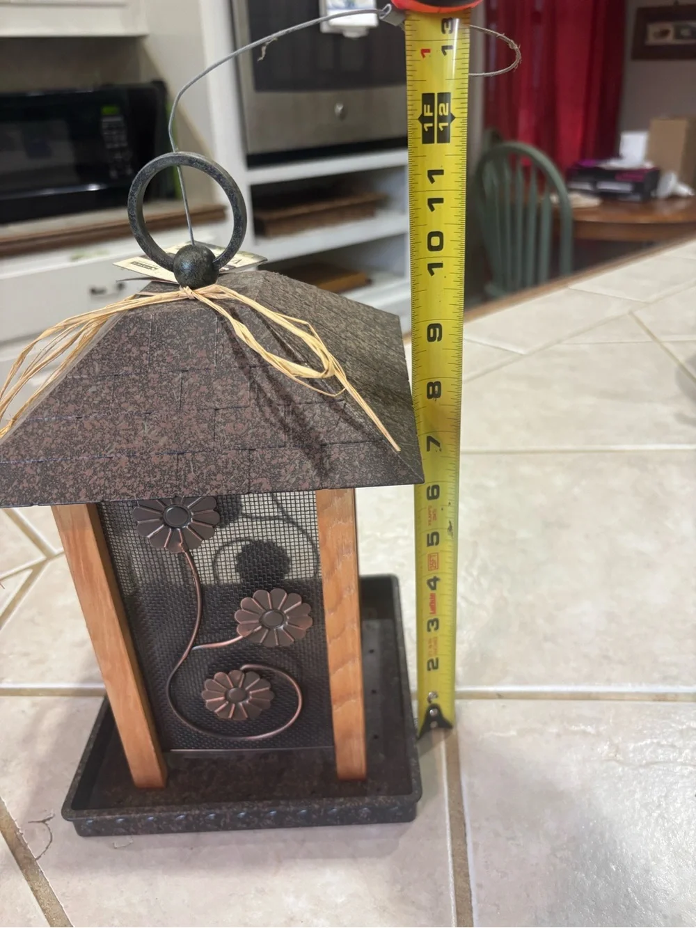 Rustic Copper Floral Bird Feeder